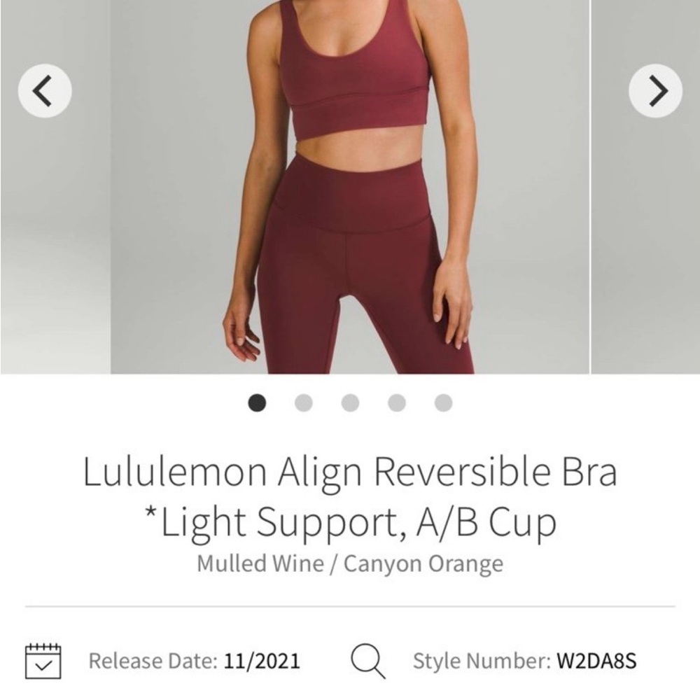 lululemon athletica Align Reversible Bra - Mulled Wine and Canyon Orange